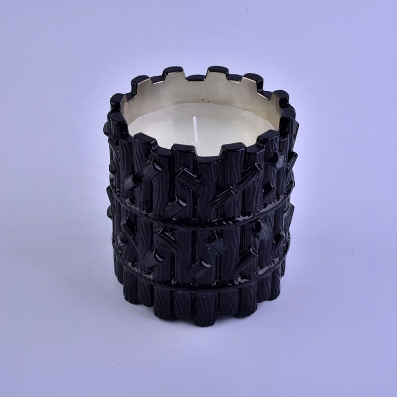 Luxury black tree design glass candle jar bulk 8oz 10oz 12oz