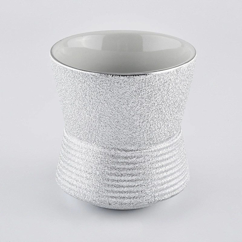 luxury metallized ceramic candle holder