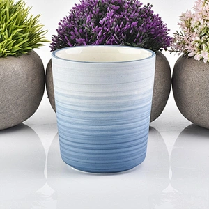 Wholesale matte empty blue decorative ceramic candle holders