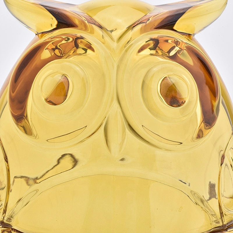 Owl shape glass candle jar custom home decoration