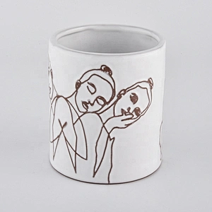 Custom Ceramic Candle Vessels With Face Pattern