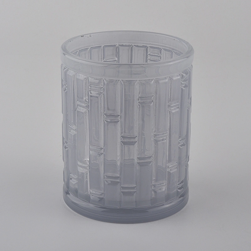 new arrived bar pattern glass candle jar