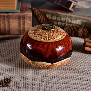 10oz 20oz Chinese decorative candle ceramic containers with lid