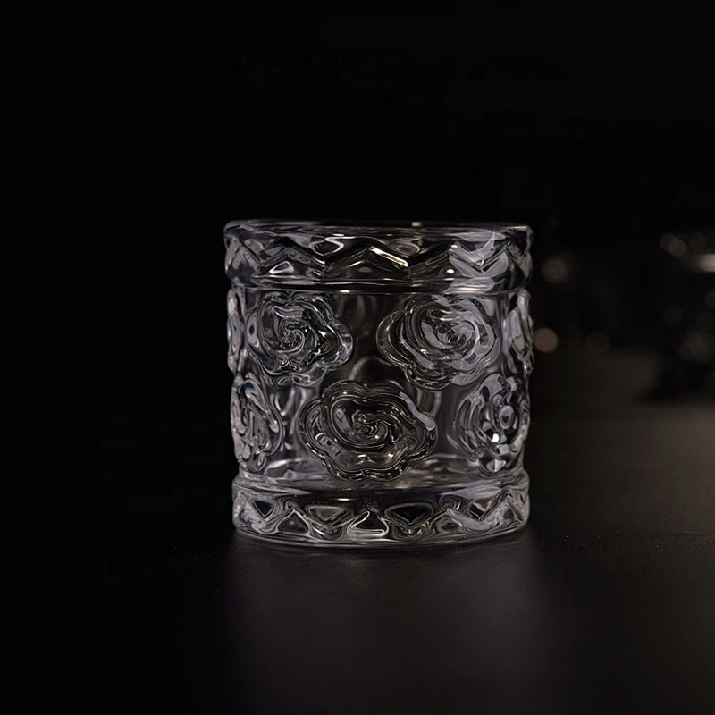 Luxury embossed crystal tealight glass candle container
