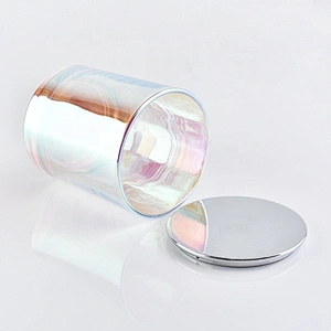 Home wedding party 6oz Iridescent glass candle jar holder with lid
