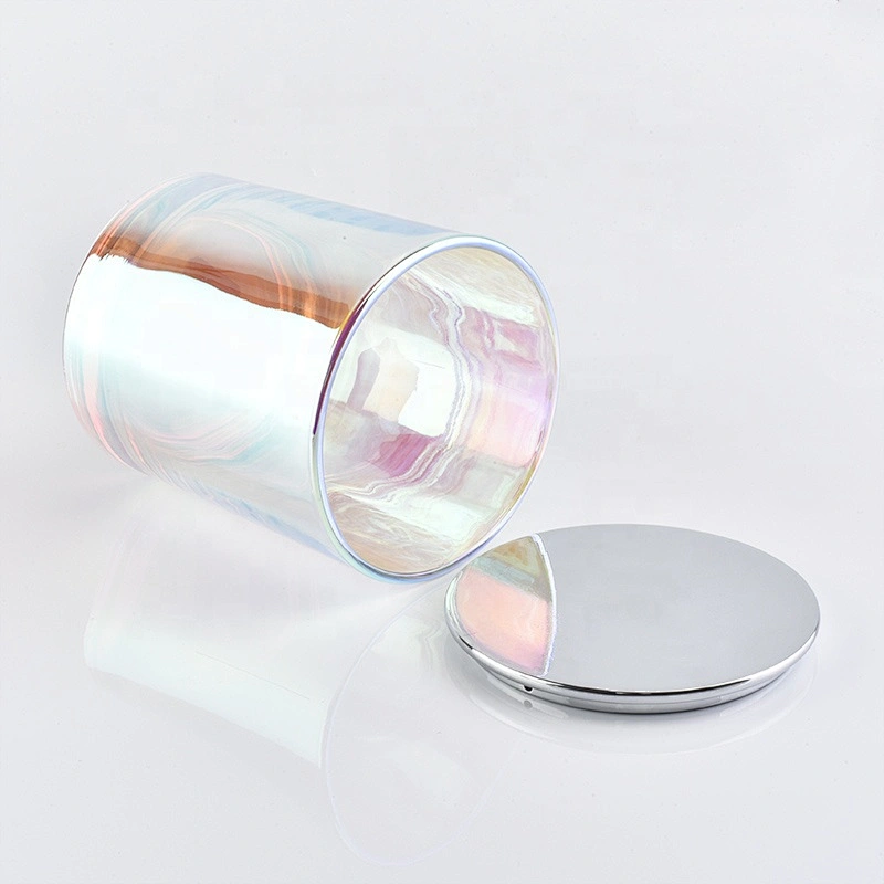 Home wedding party 6oz Iridescent glass candle jar holder with lid