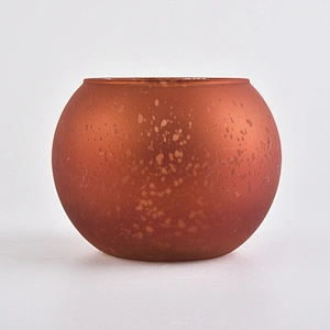 18oz iridescent sprayed orange glass candle holder for decorations