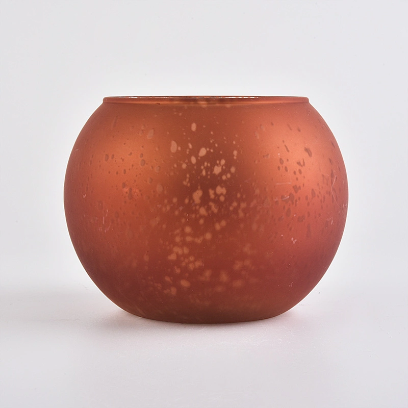 18oz iridescent sprayed orange glass candle holder for decorations