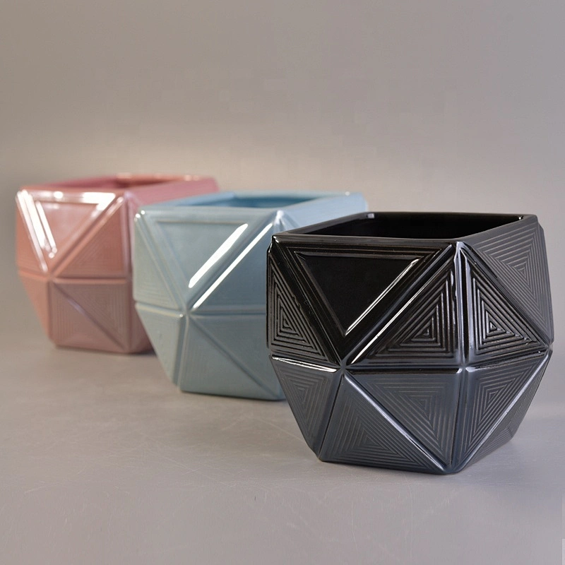 Wholesales wedding table Custom Hexagon scented glass candle holder