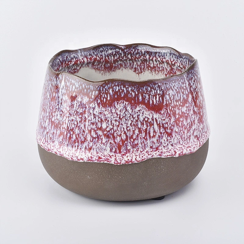 Amber empty decorative ceramic candle tin container