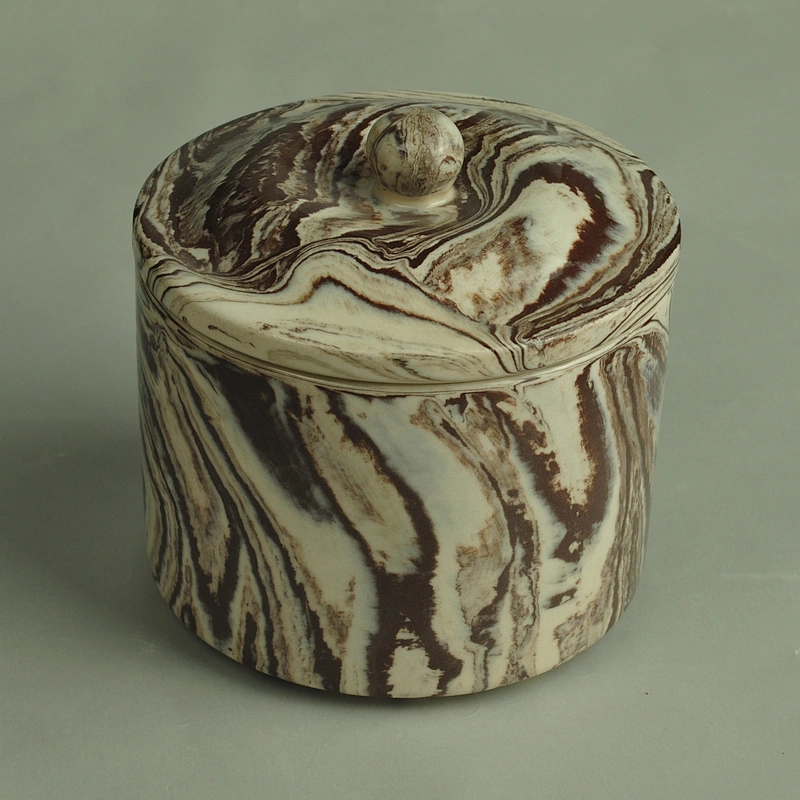 Wholesales decorative marble ceramic hurricane candle holder with lid