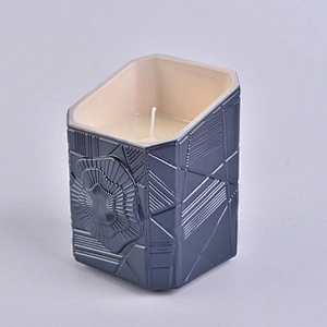 8oz 14oz Wholesales black luxury Trapezoid votive glass candle holders