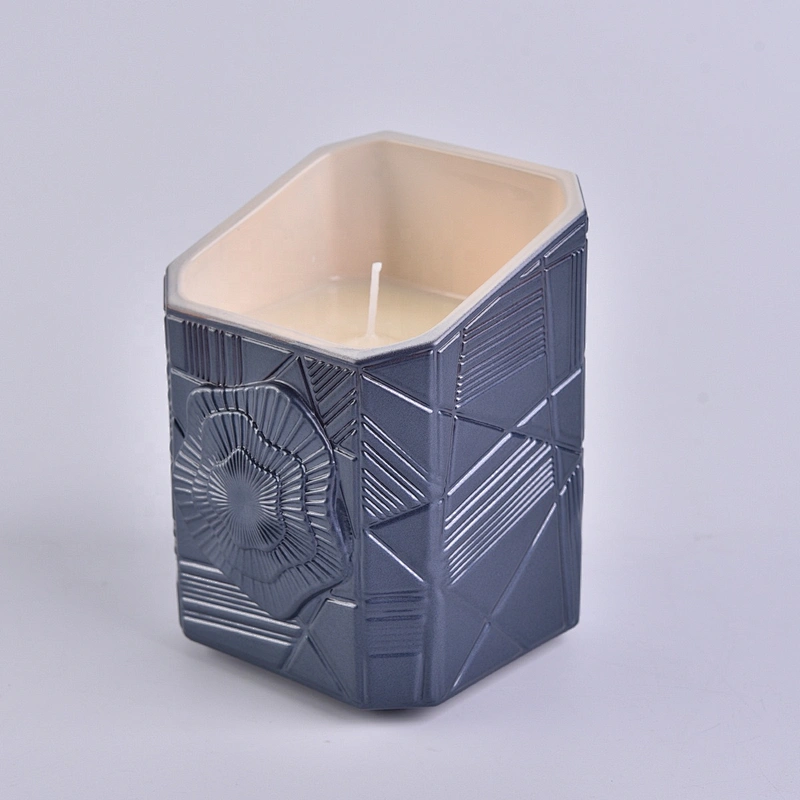 8oz 14oz Wholesales black luxury Trapezoid votive glass candle holders