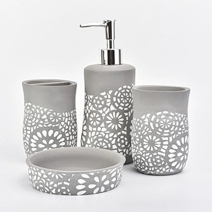 home goods hollow printing bath room accessories concrete bathroom accessories set