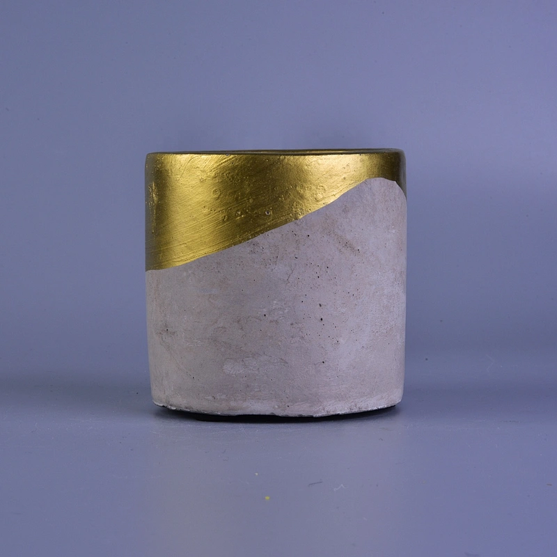 Wholesales custom empty grey luxury concrete cement candle holders