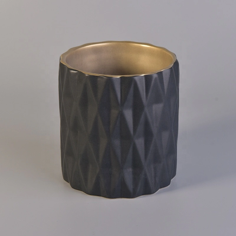 Luxury matte black ceramic candle container 600ml