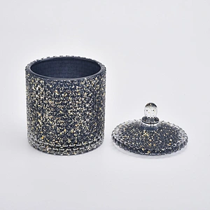 280ml Black Candle Holder With Gold Decoration