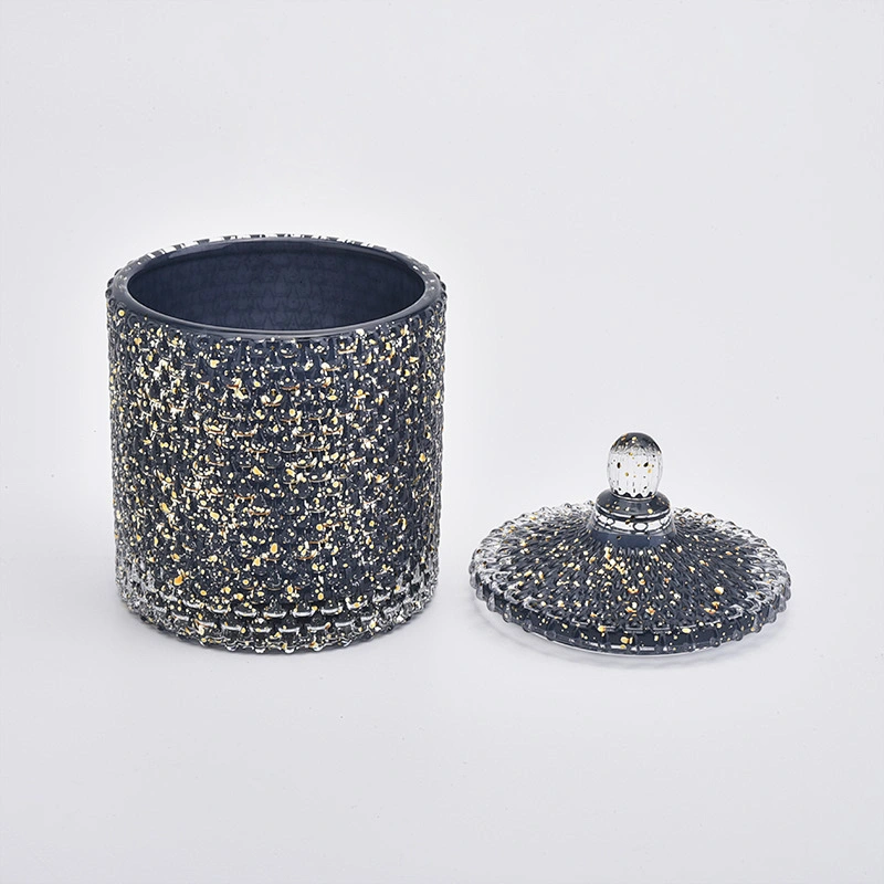 280ml Black Candle Holder With Gold Decoration