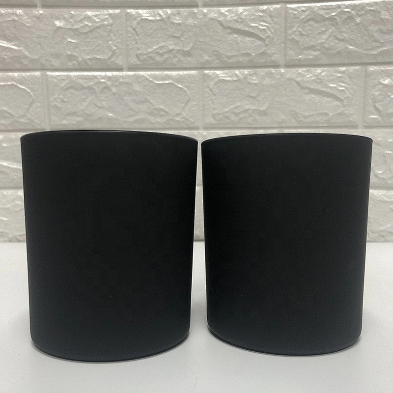 Luxury 300ml 400ml Matte Black Candle Glass Jars For Home Decor