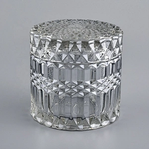 10oz large Supplier decorative glass candle vessel with lid