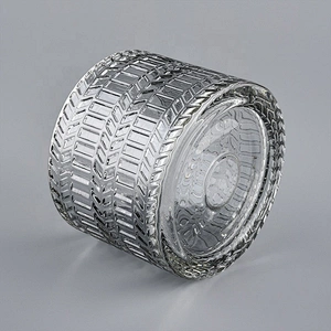 hot sales embossed glass candle container