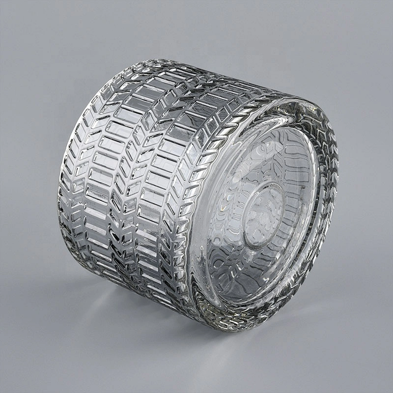 hot sales embossed glass candle container