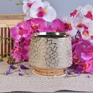 10oz 20oz Home decoration luxury large gold ceramic candle jar