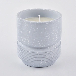 Wholesales Home decor customised frosted blue empty concrete candle holder jar