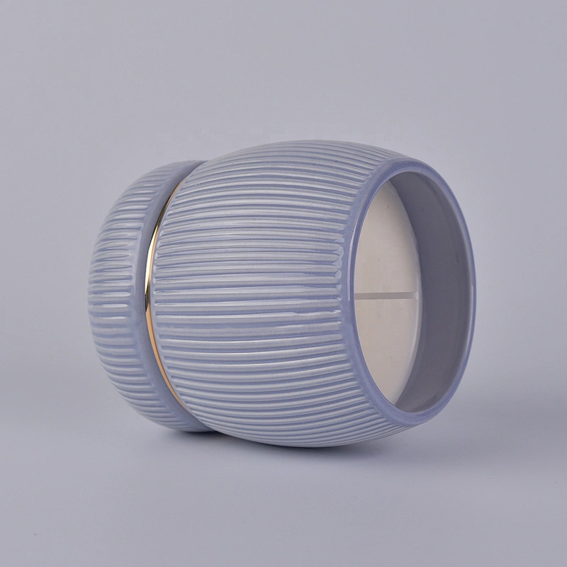 Wholesales luxury tealight custom purple ceramic candle vessel 10oz