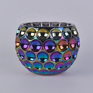 Luxury round electroplating Glass Candle holder for table