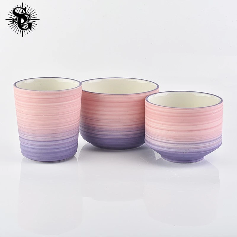 Sunny luxury gradient color ceramic candle jars with top sell and good price