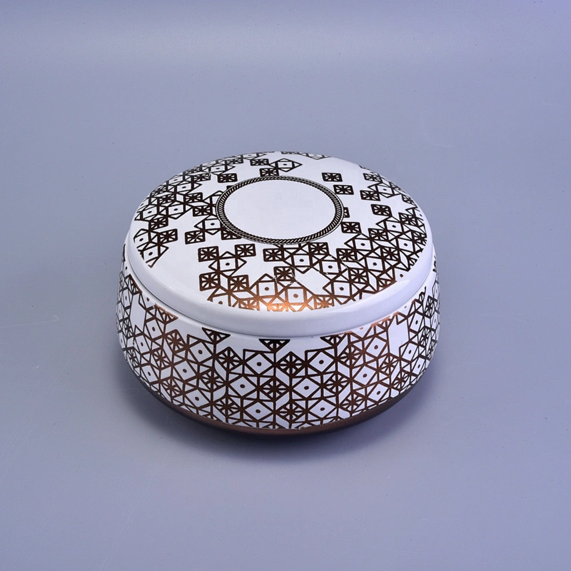 Sunny glassware customized scented silver ceramic candle jar with lid 10oz