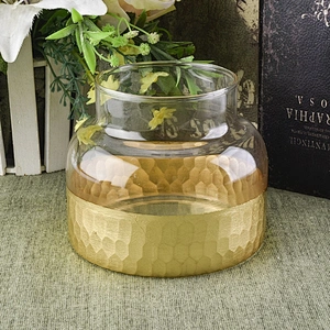 Crystal gold glass candle jar home decor