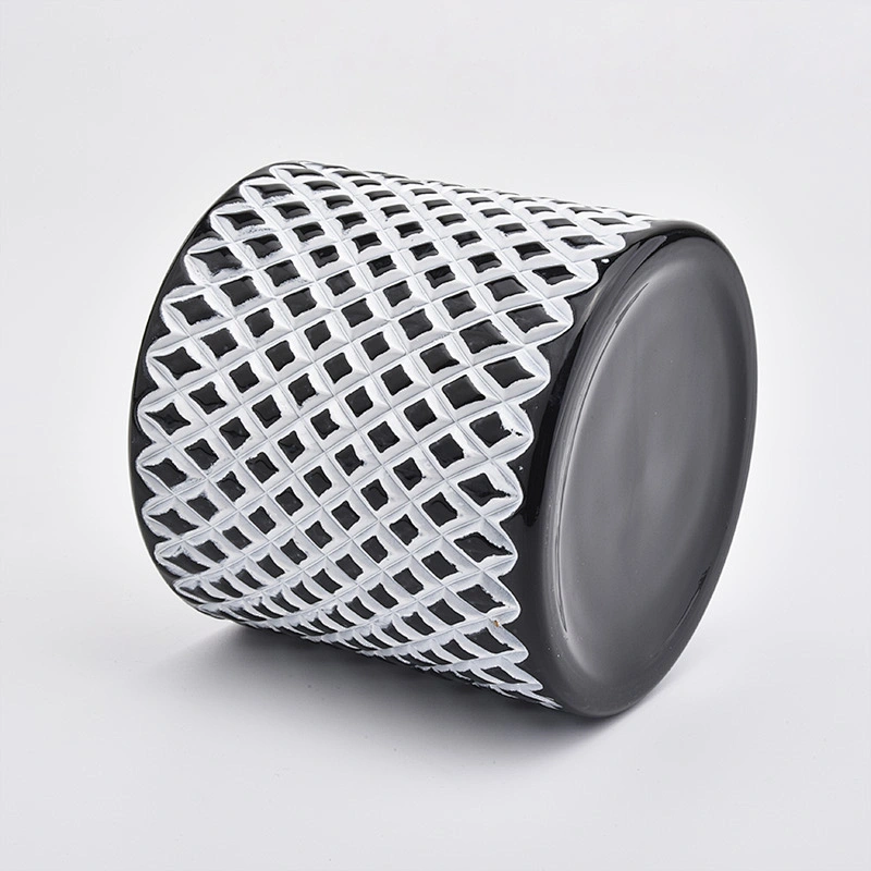 Cylinder Glass Candle Jars With Black Color