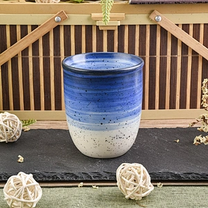 Wholesales blue votive glazed ceramic candle holder 8oz 10oz