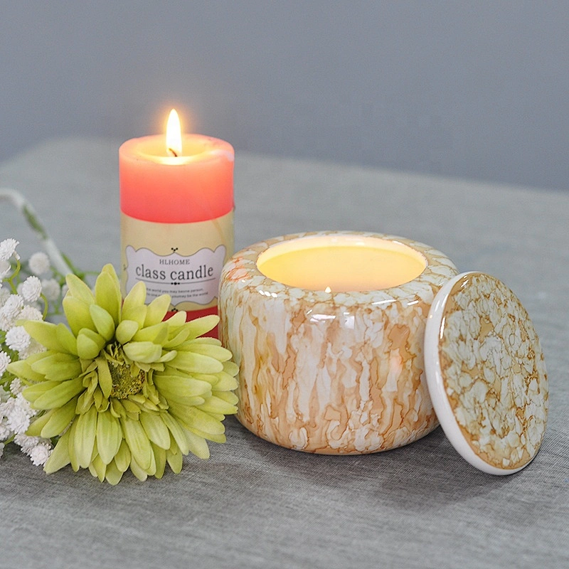 Vintage custom decorative gifts ceramic candle jar with lid