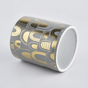Matte Ceramic Candle Jars With Printing For Home Decoration