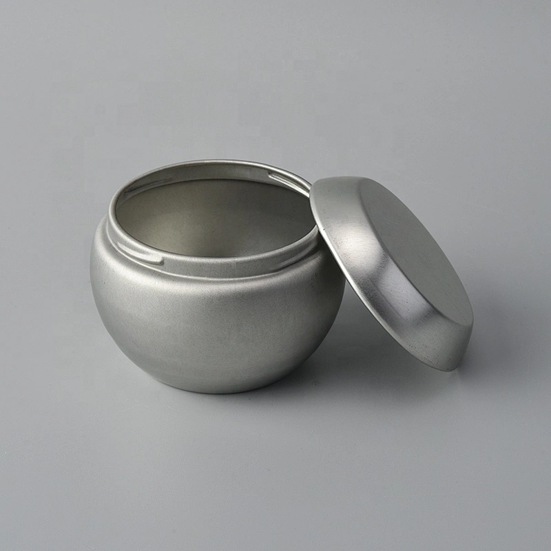 Silver Metal Aluminum round Candle tin jar with cover
