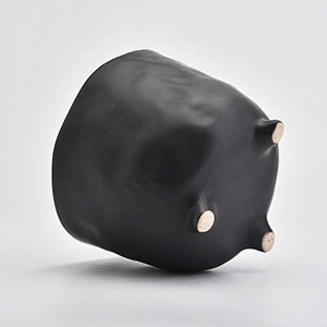 Luxury black ceramic standing candle holder home decoration