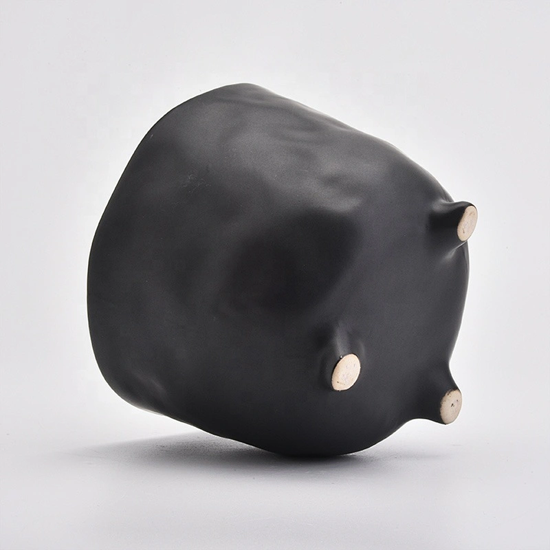 Luxury black ceramic standing candle holder home decoration