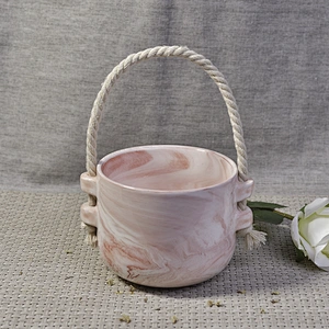 10oz 20oz Sunny chinese scented empty ceramic candle vessel with hemp rope
