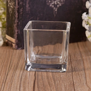Clear Square Tealight Glass Candle Jar
