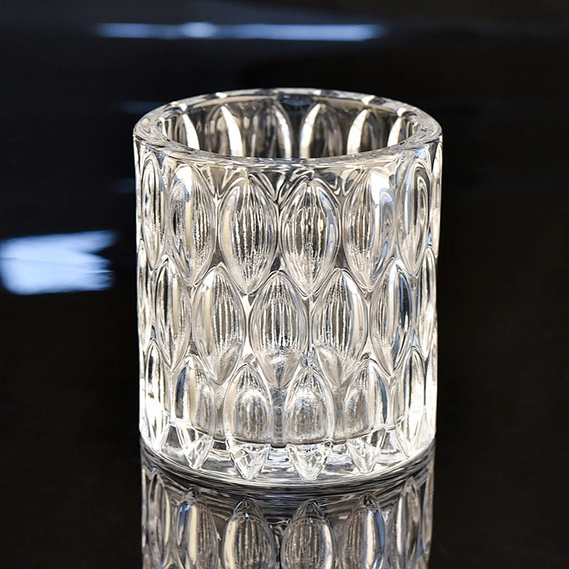 Diamond Cut Crystal Glass Candle Vessel