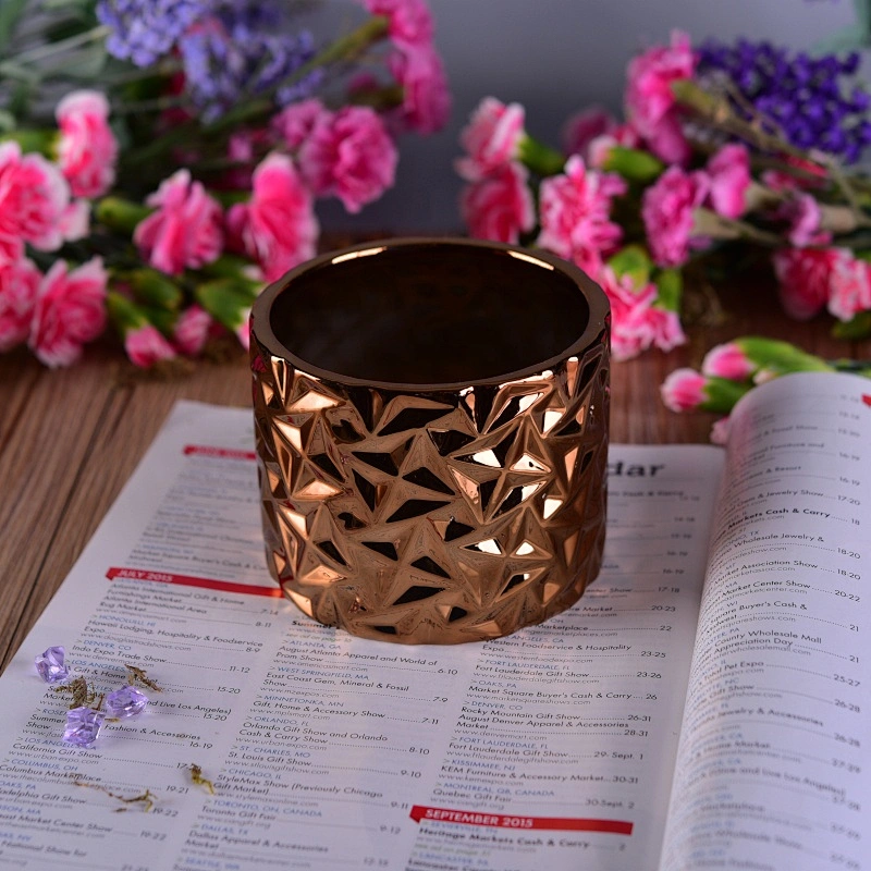 Wholesales golden tealight ceramic geometric candle holder