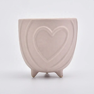 10oz Pink Heart Pattern Ceramic Candle Holders Votive Candlestick for Home Decor