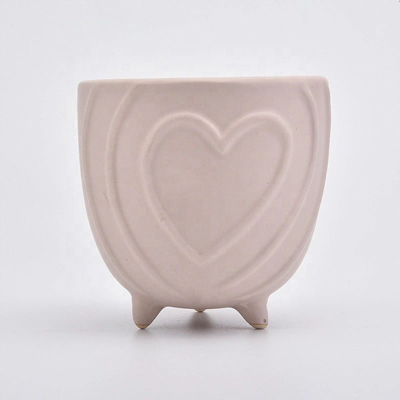 10oz Pink Heart Pattern Ceramic Candle Holders Votive Candlestick for Home Decor