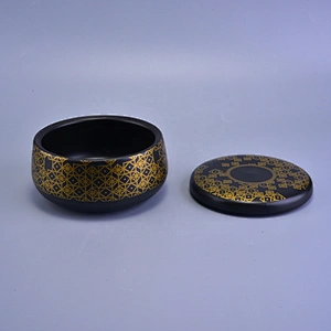 Suppliers round black ceramic candle holder jars with lid