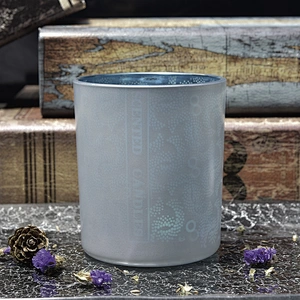 Custom matte electroplated cylinder glass candle holder 10oz