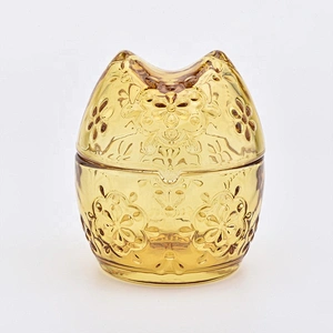 Owl shape decorative glass candle jars home decor