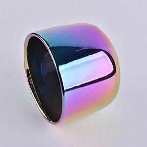 OEM ODM luxury iridescent glass candle holders home decoration